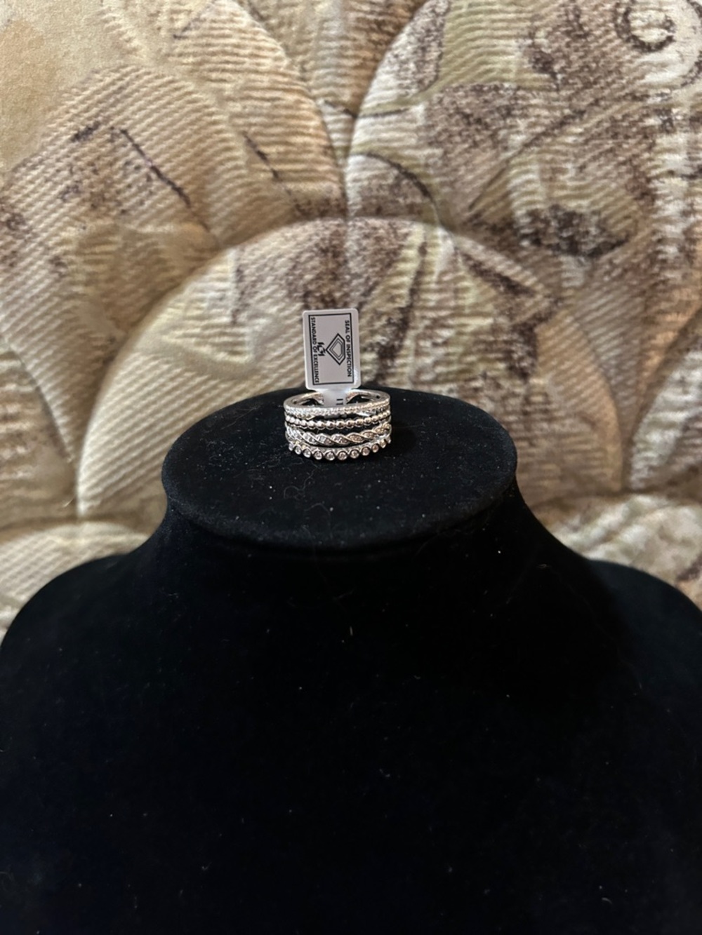 925 Sterling Silver Stacked/Layered CZ Ring - Size 6.5 NEW